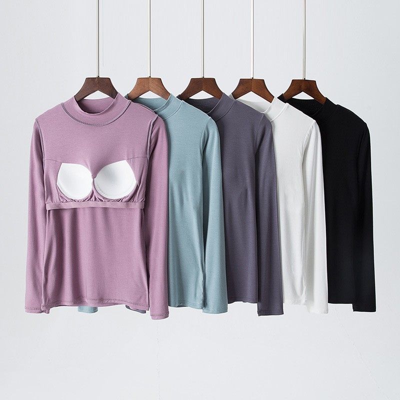 Bra Top-西裝立領彈性長袖立體胸墊罩杯內搭上衣BRA運動內衣M-3XL      CUBR2311006