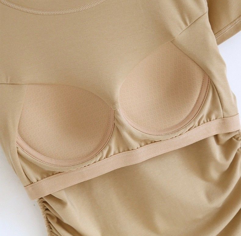 BRATOP-圓領燕尾弧形抓皺修身立體胸墊罩杯上衣5色    CUBR250007