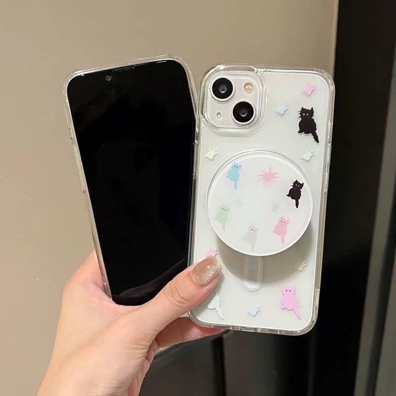 小貓咪磁吸支架全包手機殼(支架加購)IPHONE11/12/13/14/15    TE2505007