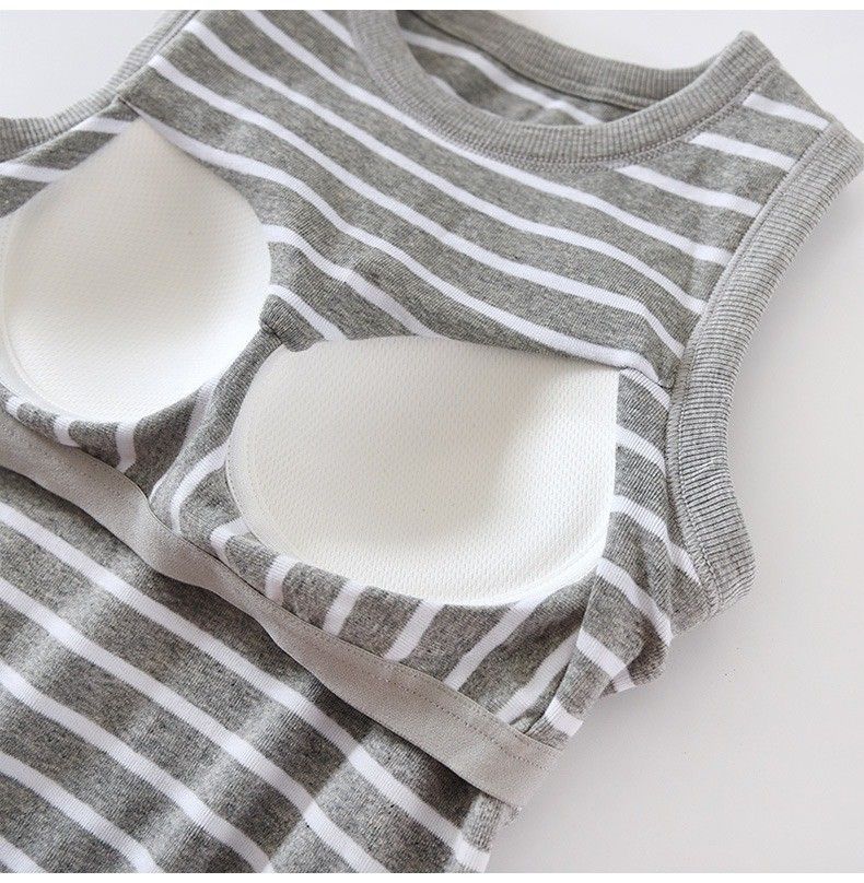 BRATOP-條紋削肩立體胸墊罩杯BRA背心3色    CUBR2404006