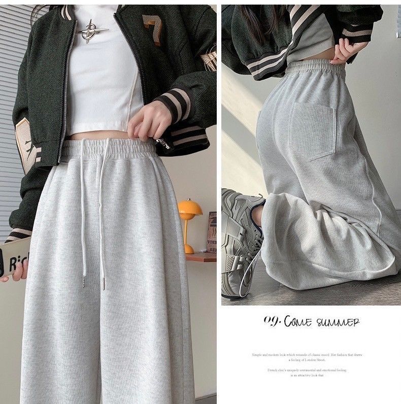 運動褲兩穿闊腿/束腳闊腿褲棉褲(常規/加長/加絨)4色