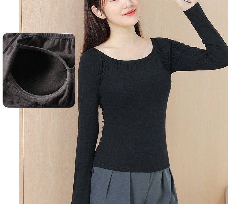 Bra Top-2WAY一字＆U領彈性長袖立體胸墊罩杯內搭上衣BRA運動內衣    CUBR2311009