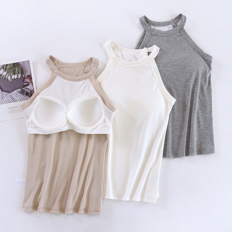 BRATOP【涼感】掛脖長款吊帶立體胸墊罩杯上衣背心5色    CUBR250636