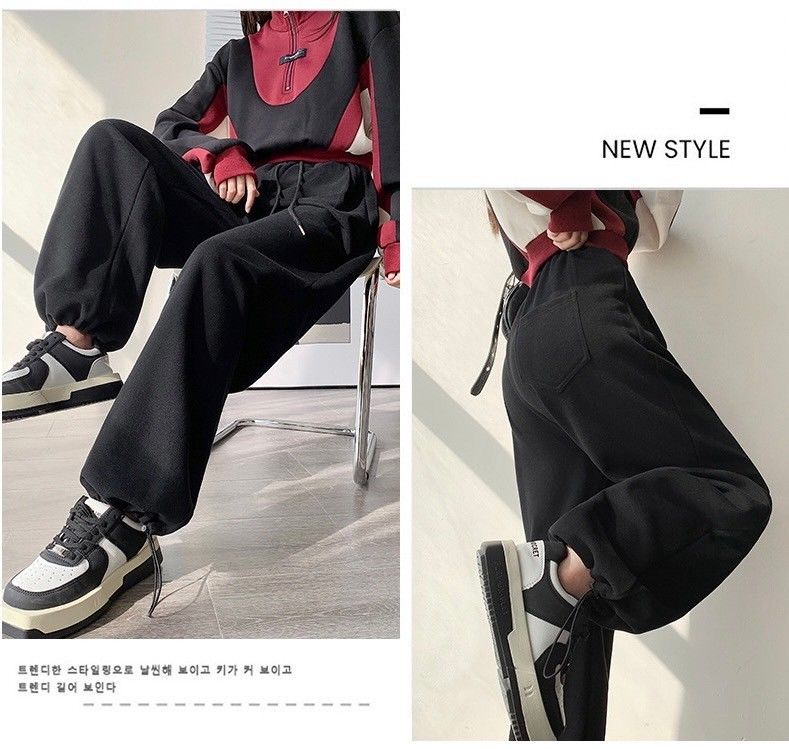 運動褲兩穿闊腿/束腳闊腿褲棉褲(常規/加長/加絨)4色