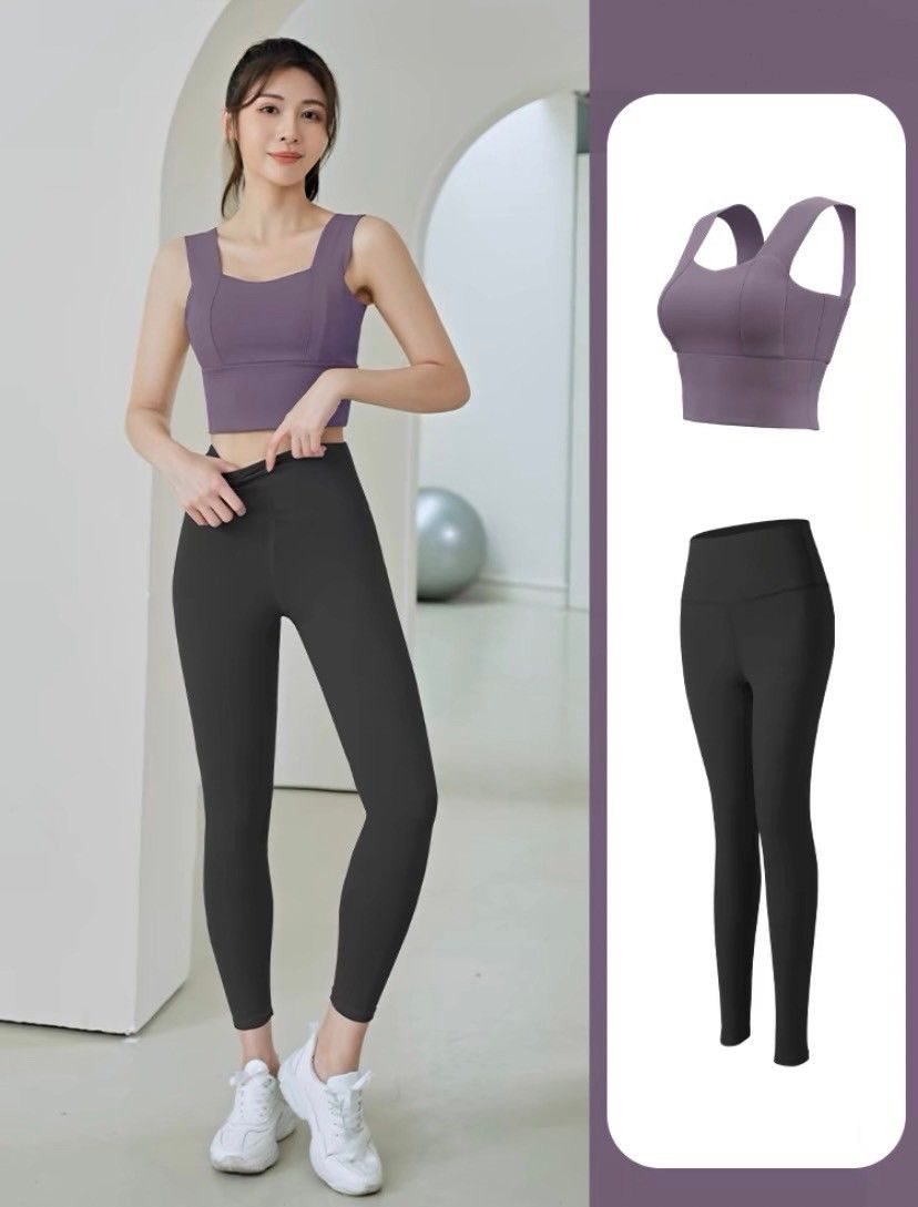 運動內衣集中防震健身跑步瑜珈套裝【背心+五分褲套裝】EST2408001