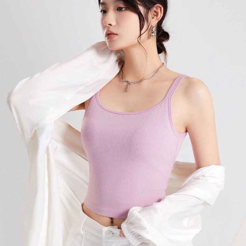 BRATOP-吊帶美背露臍背心立體胸墊罩杯上衣背心5色      CUBR250008