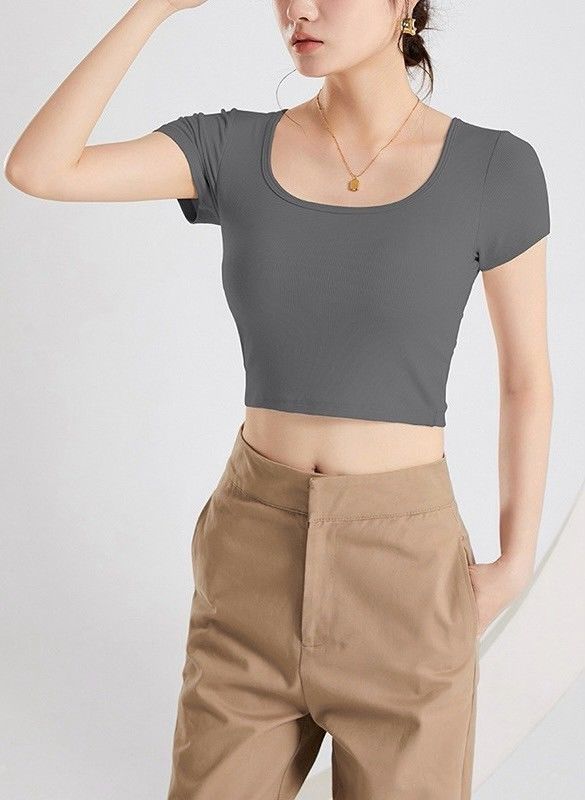 BRATOP-方領短版立體胸墊罩杯上衣8色      CUBR250015