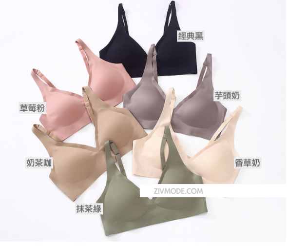 『好評熱銷 舒服推薦』超彈力果凍條無痕深Ｖ集中乳膠無鋼圈運動內衣Bra+內褲套裝(有背扣)6色S-2XL ABR2106009