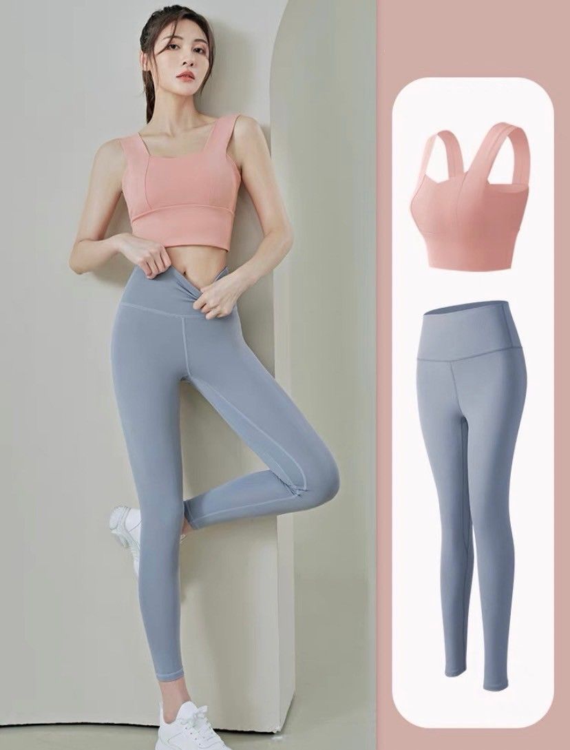 運動內衣集中防震健身跑步瑜珈套裝【背心+五分褲套裝】EST2408001