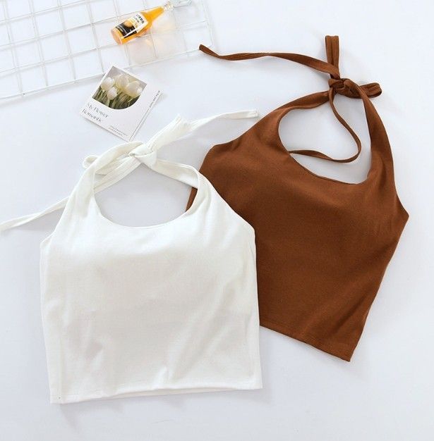 BRATOP-性感掛脖綁帶短版立體胸墊罩杯上衣背心4色    CUBR250013