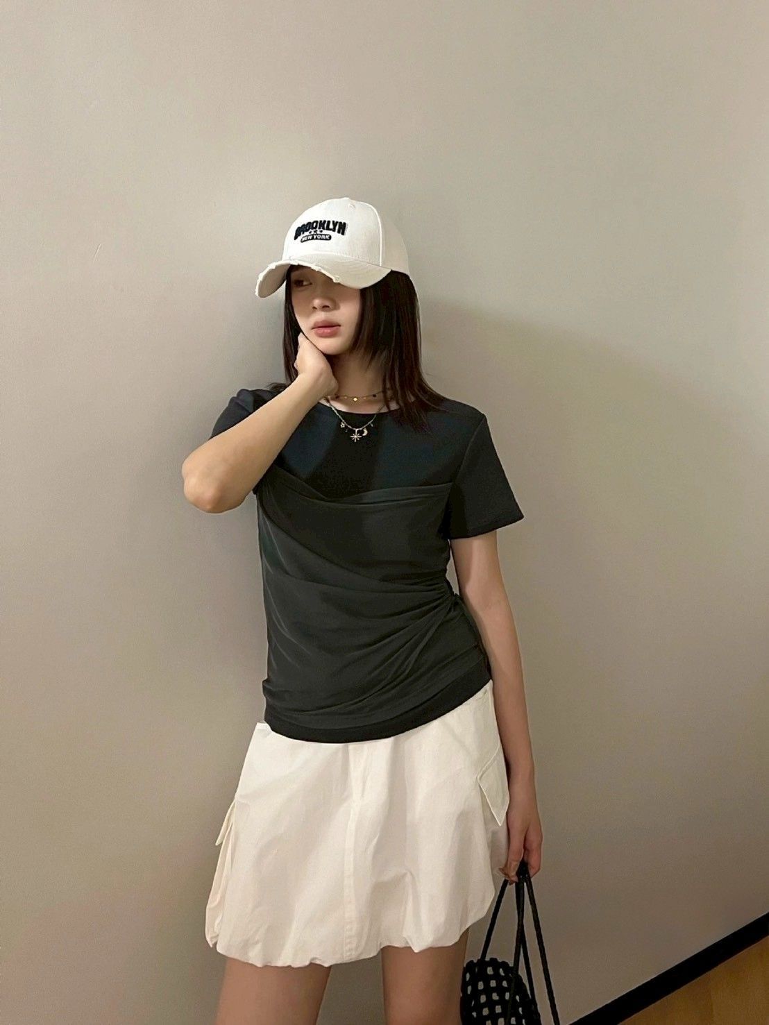 超美網紗抽繩設計上衣1015