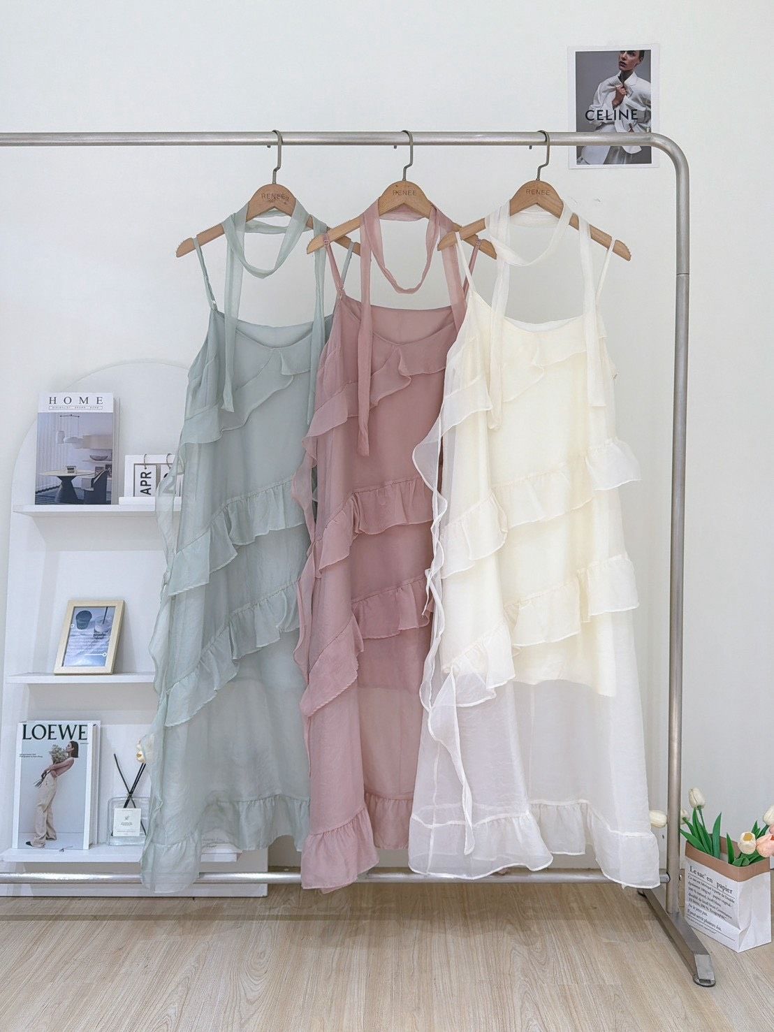 度假必備仙氣蛋糕飄帶長洋裝1818-86102