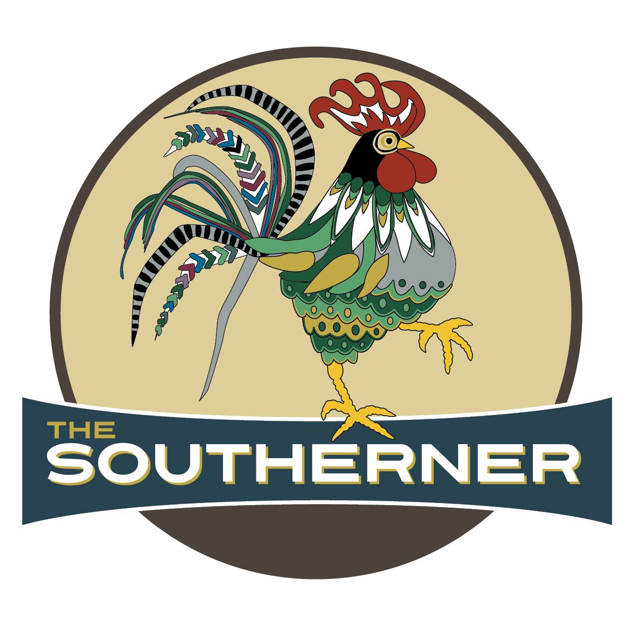 A logo for the southerner with a rooster on it