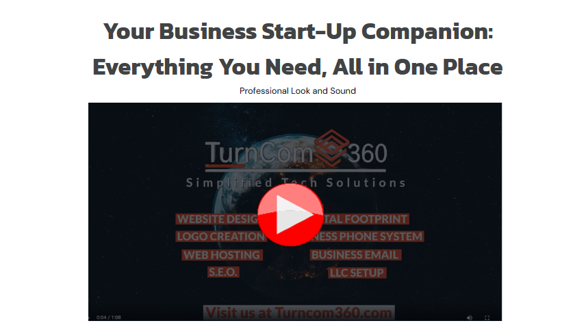 A screenshot of a video that says your business start-up companion everything you need all in one place