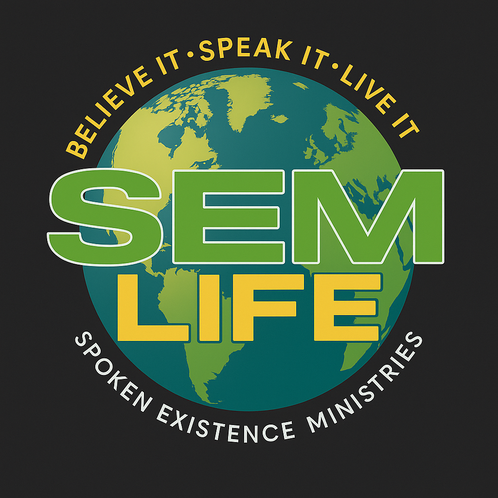 Logo for Spoken Existence Ministries: Globe with 