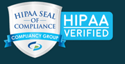 HIPAA compliance badge, shield-shaped, with 