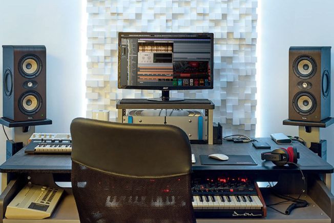 Focal studio monitors and mixing desk
