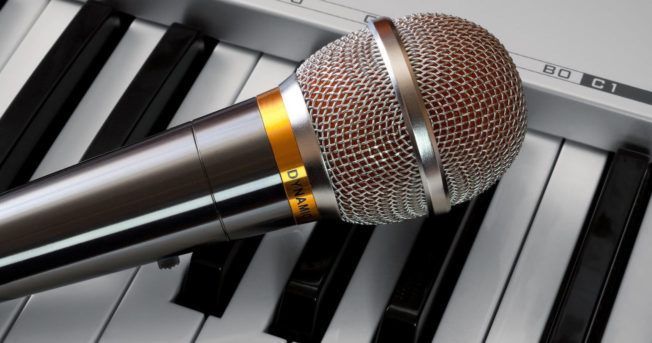 microphone and piano