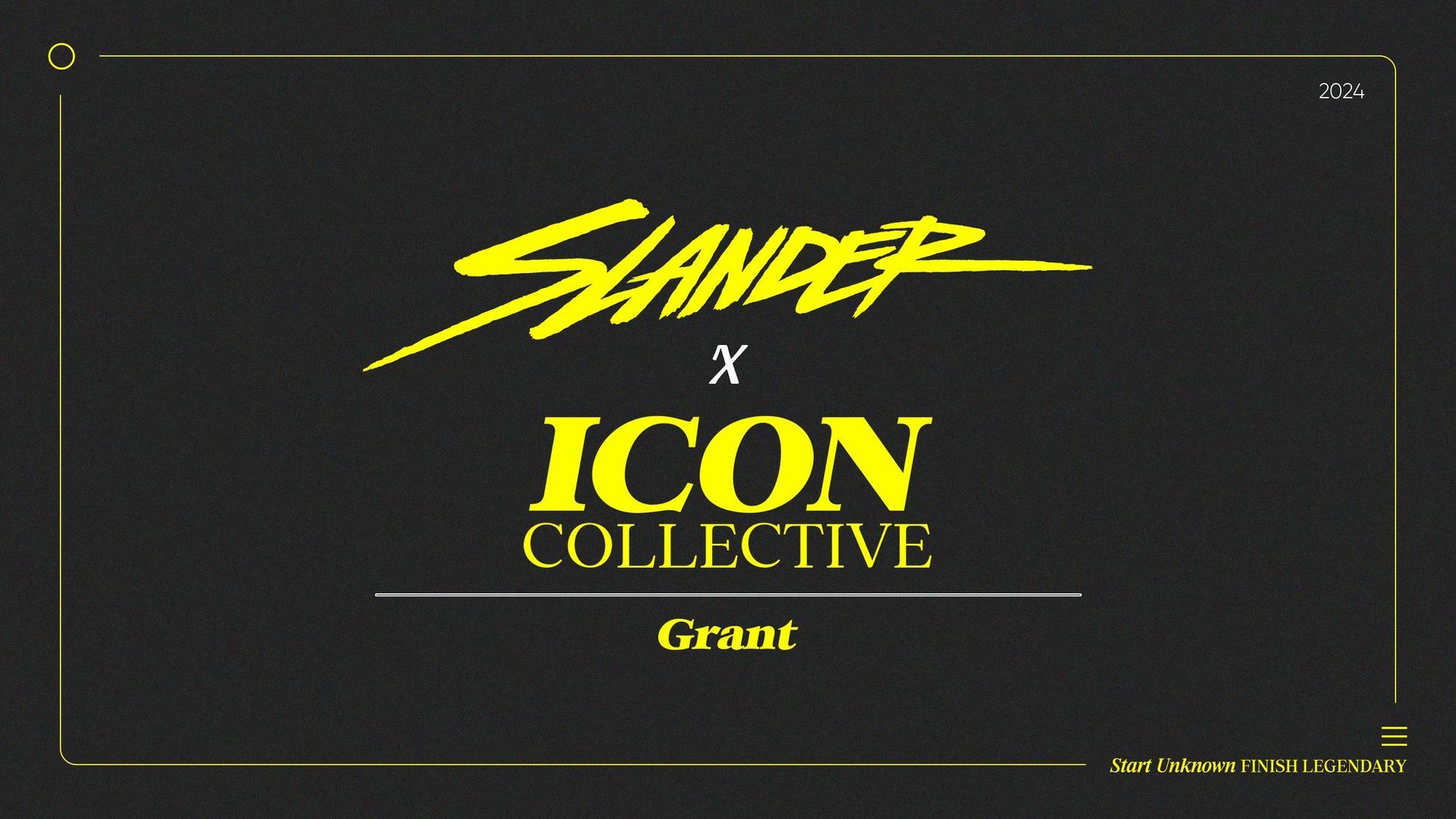 A black and yellow logo for slander x icon collective