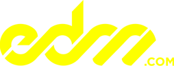 a yellow logo for edm.com on a white background .