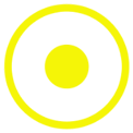 A yellow circle with a yellow circle in the middle on a white background.