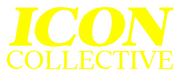 the logo for icon collective is yellow on a black background .