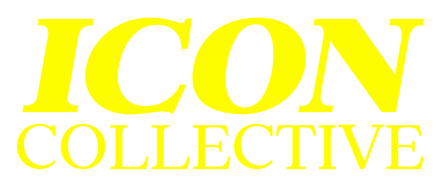 the logo for icon collective is yellow on a white background .