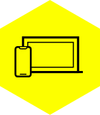 A laptop and a cell phone are sitting next to each other on a yellow background.