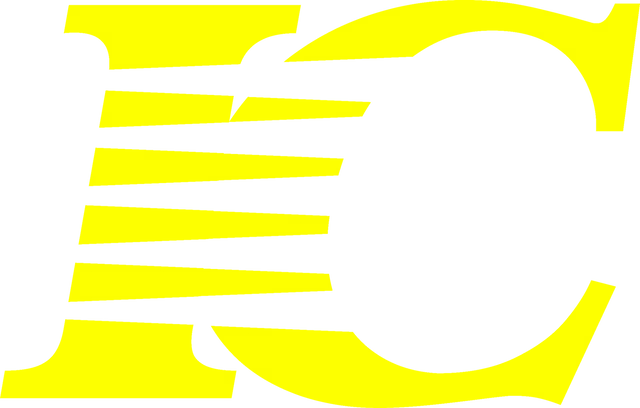 A yellow ec logo on a white background.