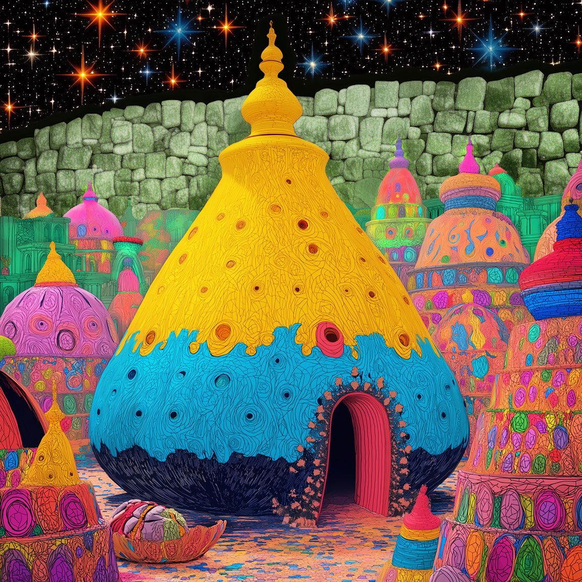 Rendering of the excavated Amarel Mountain site, just inside the western entrance.