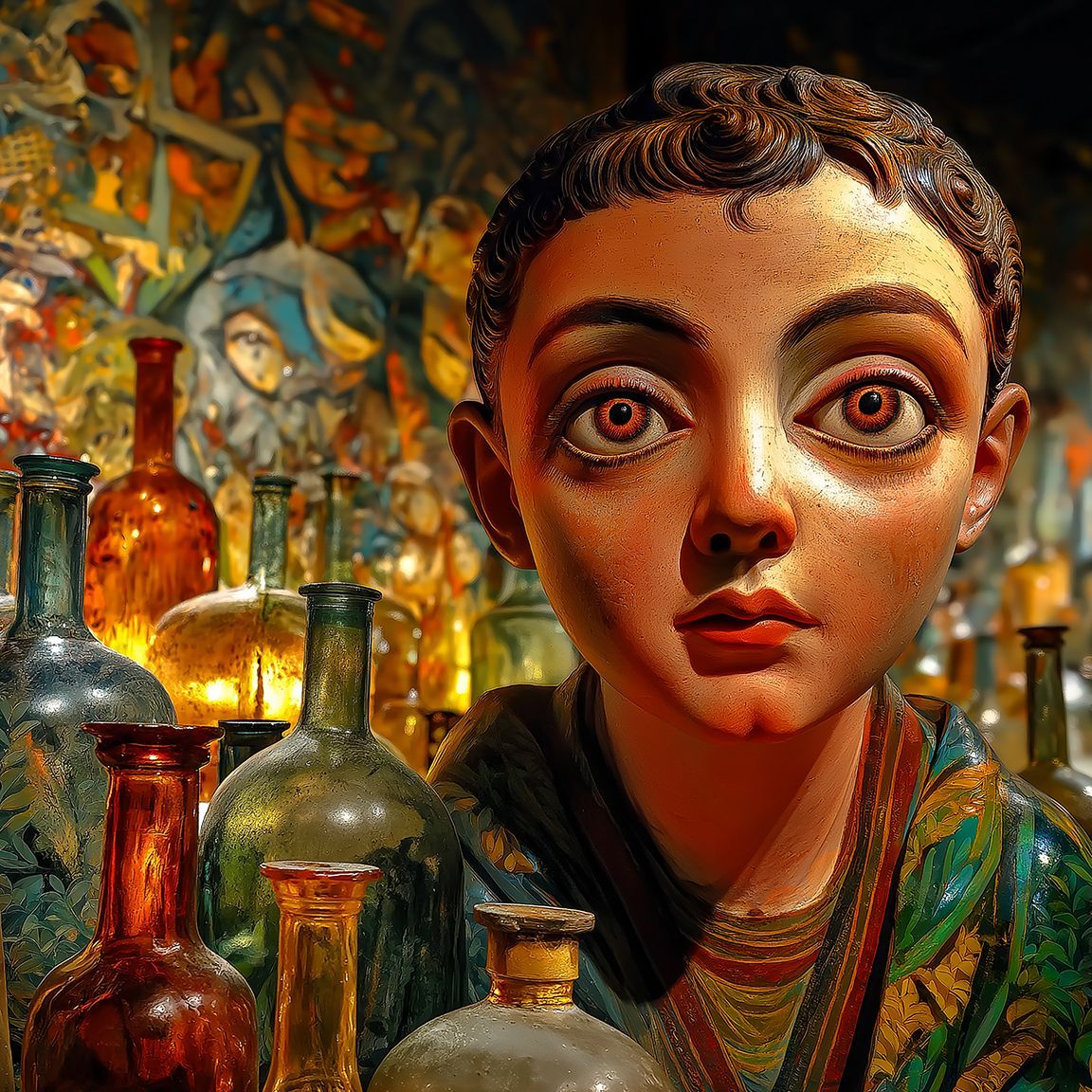 Shuna-Samshep with medicinal bottles