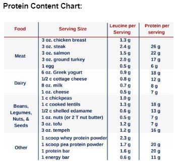 Protein Content Chart