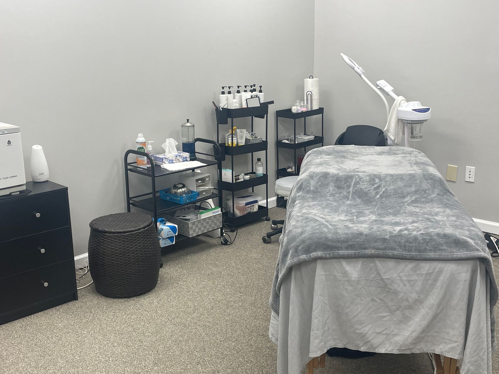 There is a bed in the middle of the room.