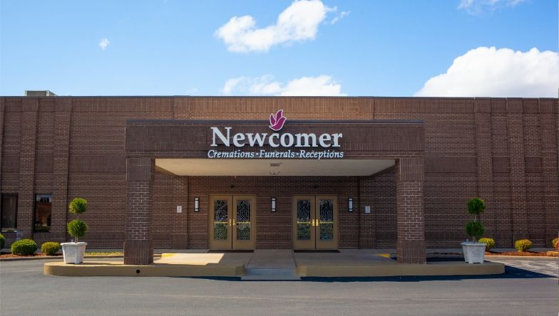 A large brick building with a handicapped parking spot in front of it