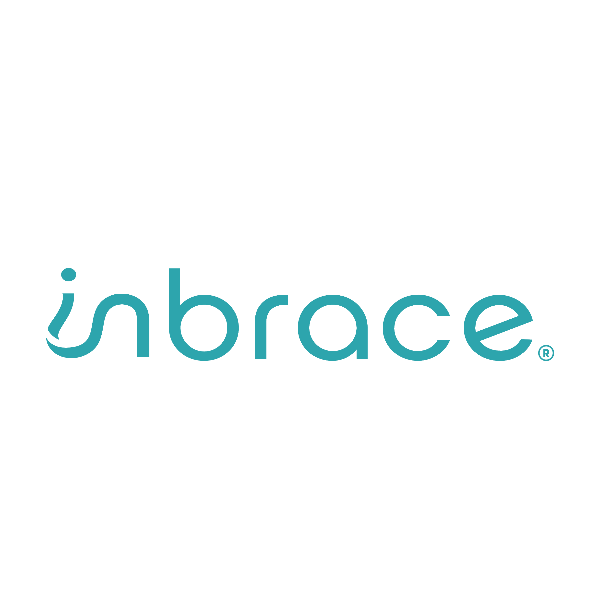 Turquoise “inbrace” logo on a white background