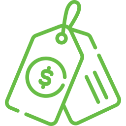 A pair of tags with a dollar sign on them.