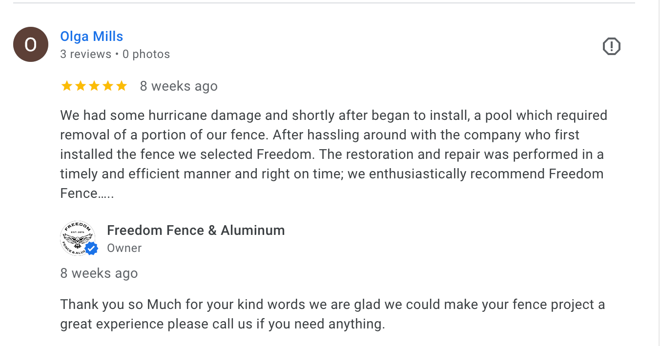 Freedom Fence Installation Review