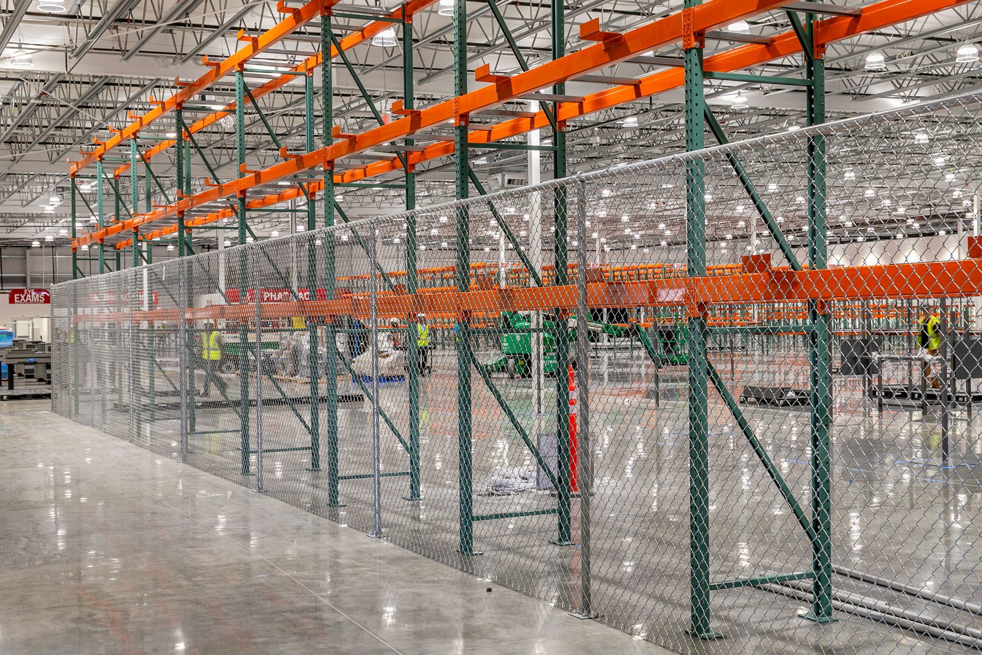 Chain link fence inside costco