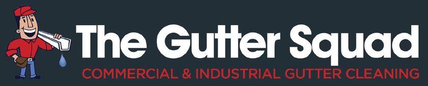 Gutter squad logo of man carrying gutter
