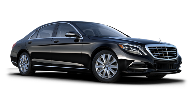 A black mercedes benz s class is shown on a white background.