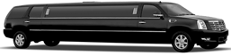 A black limousine is parked on a white background.