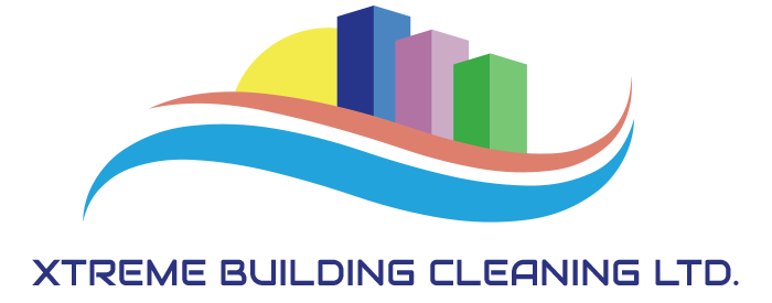 A colorful logo for xtreme building cleaning ltd.