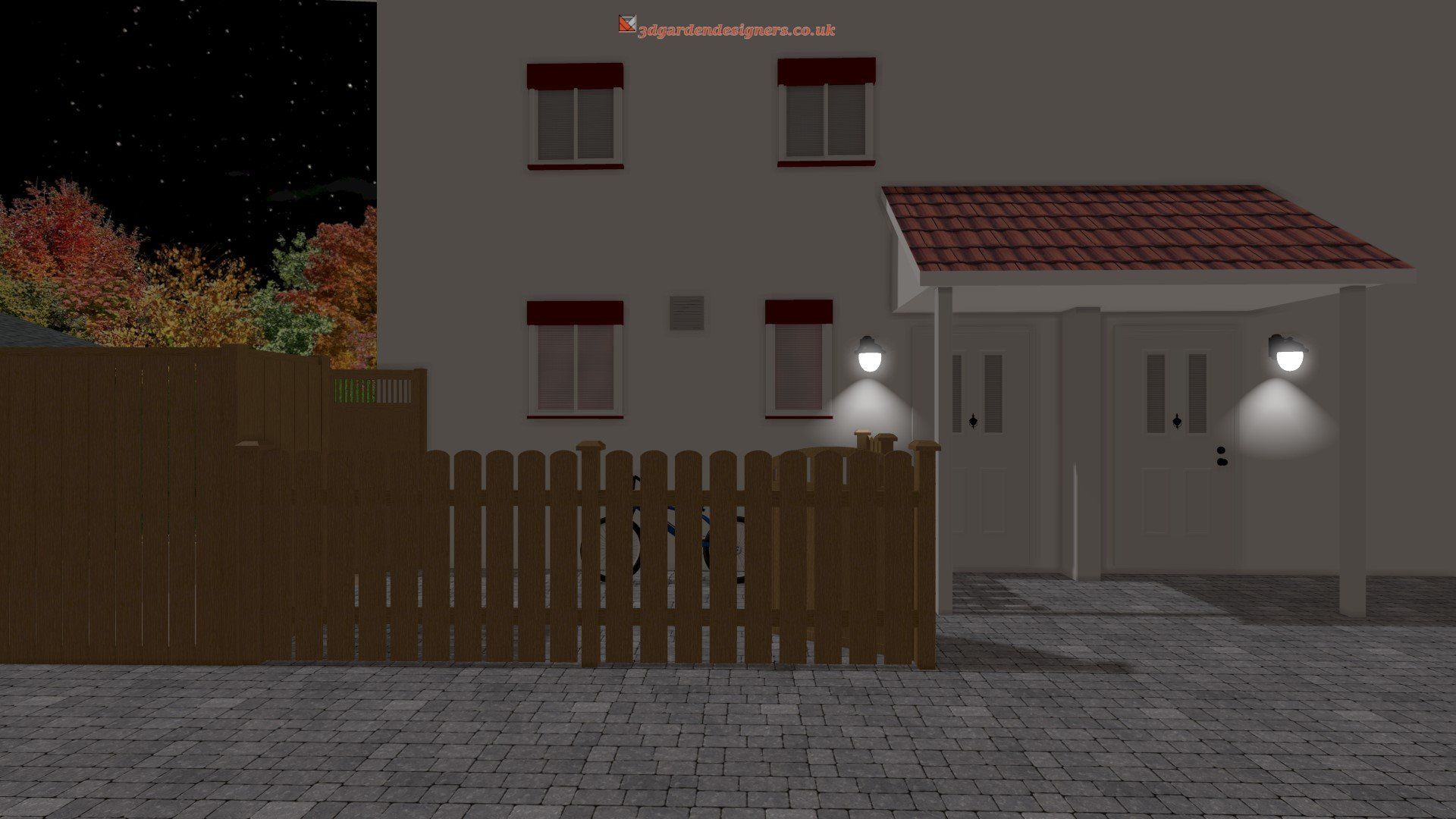 A house with a wooden fence in front of it