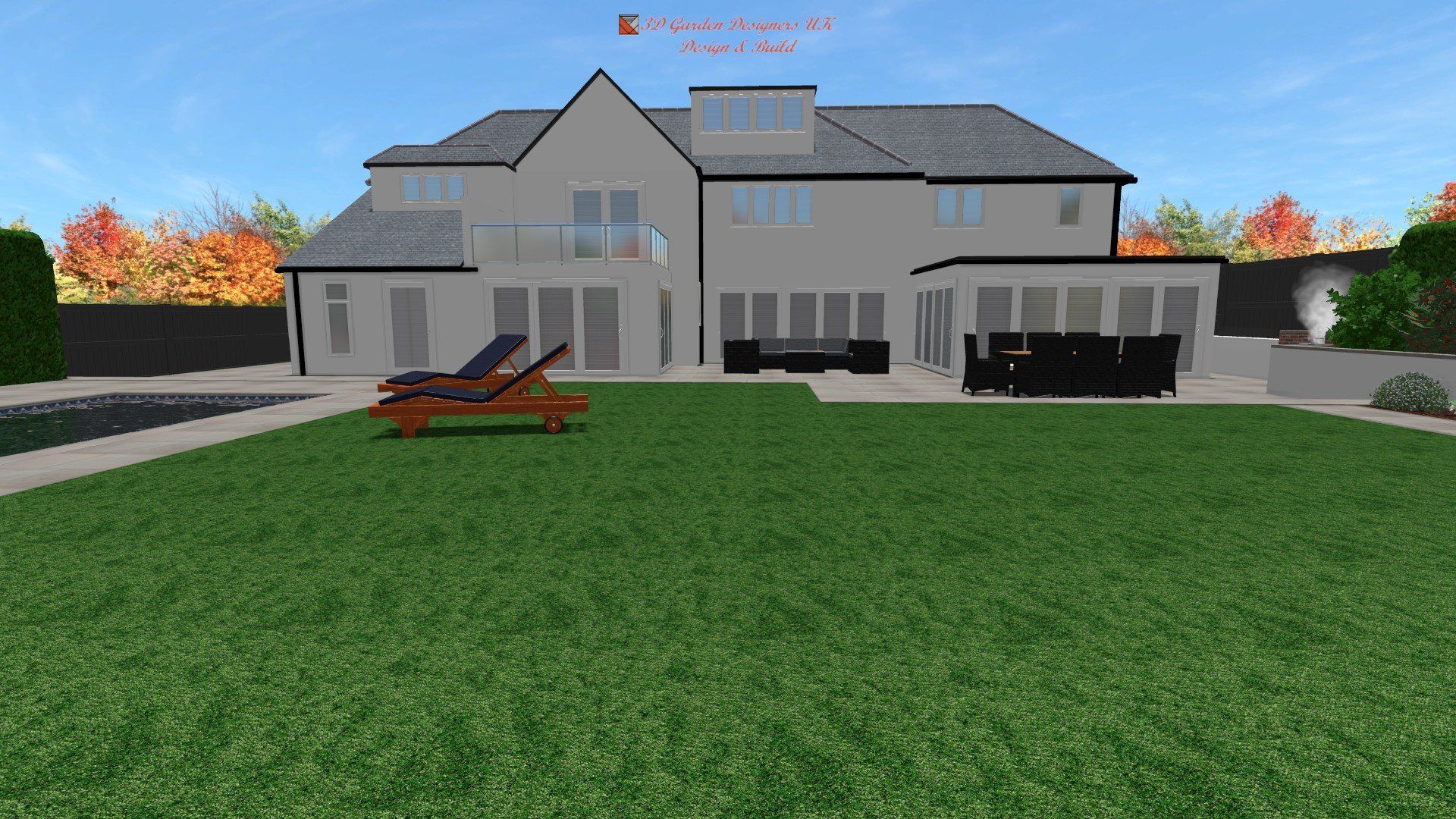 A large house with a large lawn in front of it