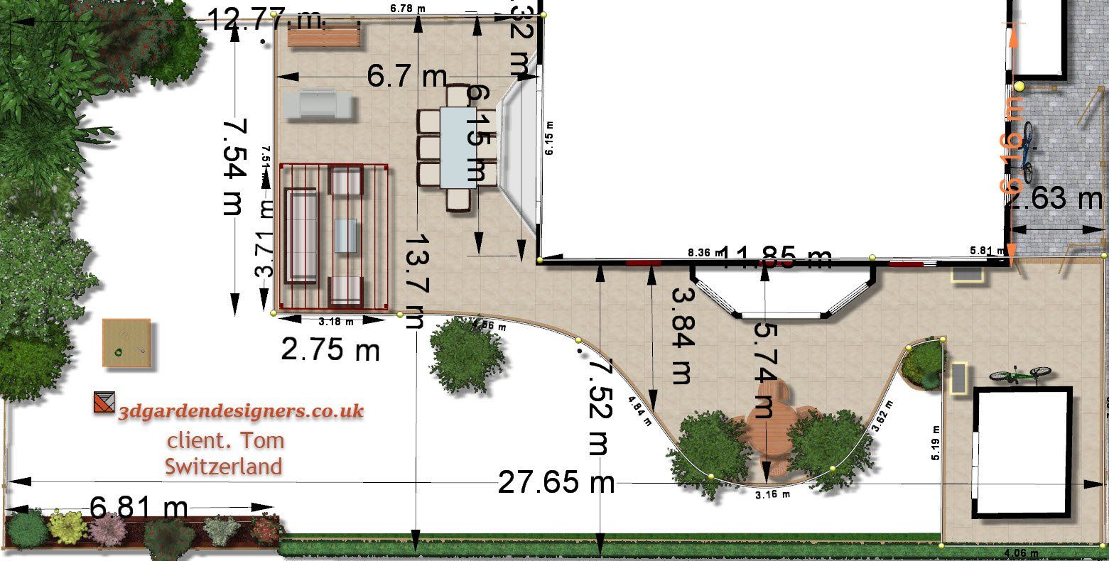 An aerial view of a house with measurements