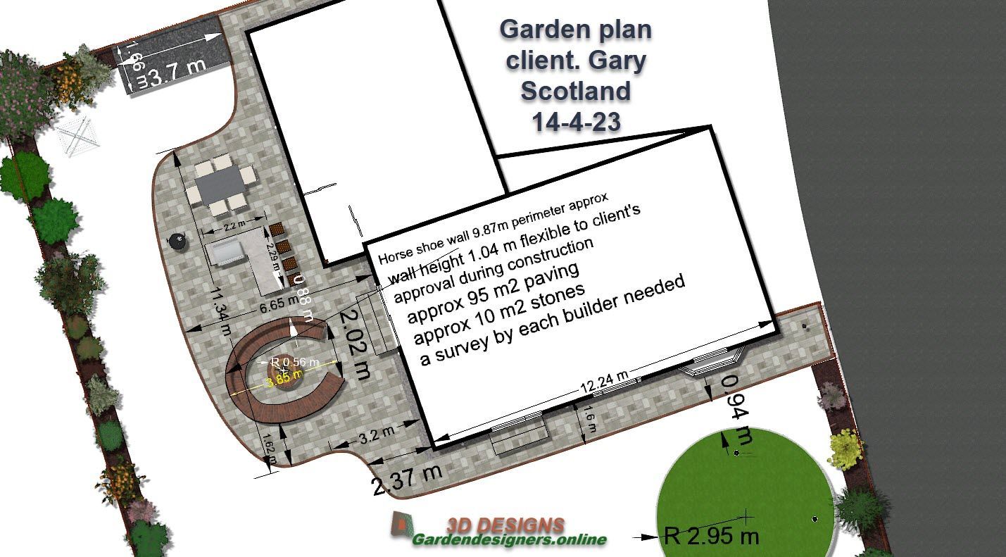 An aerial view of a garden plan in scotland