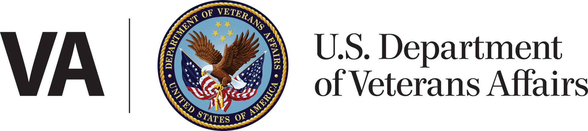 The Department of Veterans Affairs logo featuring an eagle emblem between the acronym 
