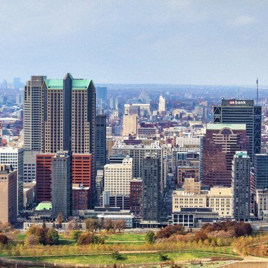 Aerial shot of a city