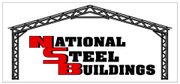 A logo for national steel buildings shows a metal structure