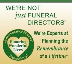Advertisement for funeral services. Text: 